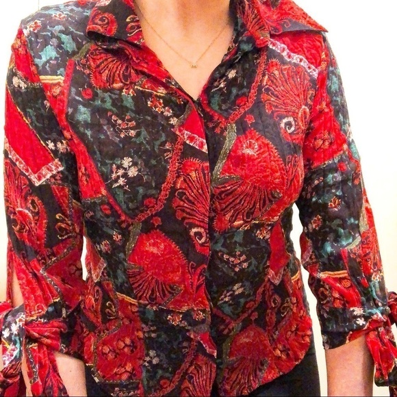 3/$25 🙌🏼  Y2K Vintage Le Caviar Pattern Button Down M - Picture 1 of 4